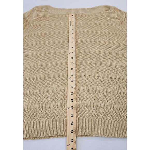 Lauren Ralph Lauren Sweater Womens Medium Gold Metallic Knit Boatneck Preppy - Picture 6 of 11